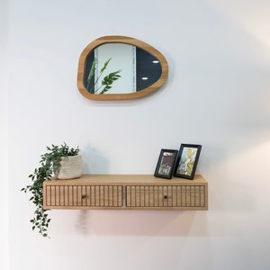 Floating Console Table With Two Drawers ,Entryway Table, Hallway Wooden Table, Solid Oak Wood Table image 2