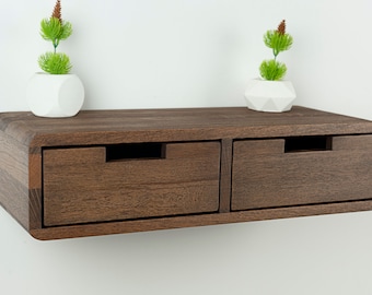 Floating Console Table With Two Drawers ,Entryway Table, Hallway Wooden Table, Solid Oak Wood Table