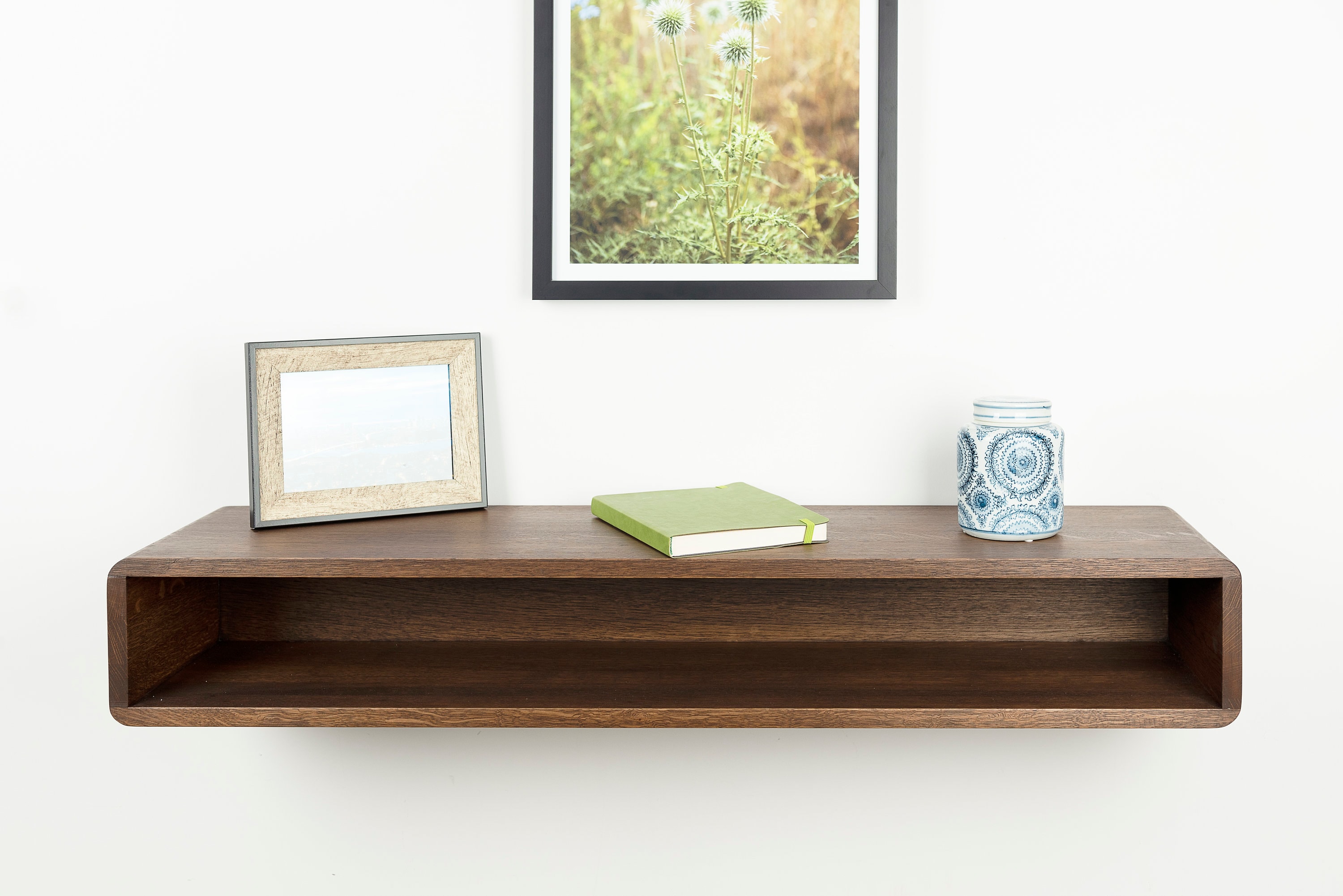 Solid Oak Floating Console Table: Wall Mounted Entryway Hallway Table ...