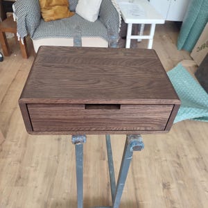 Solid Oak Wall Mounted Nightstand – Floating Bedside Table, Minimalist Bedroom Furniture