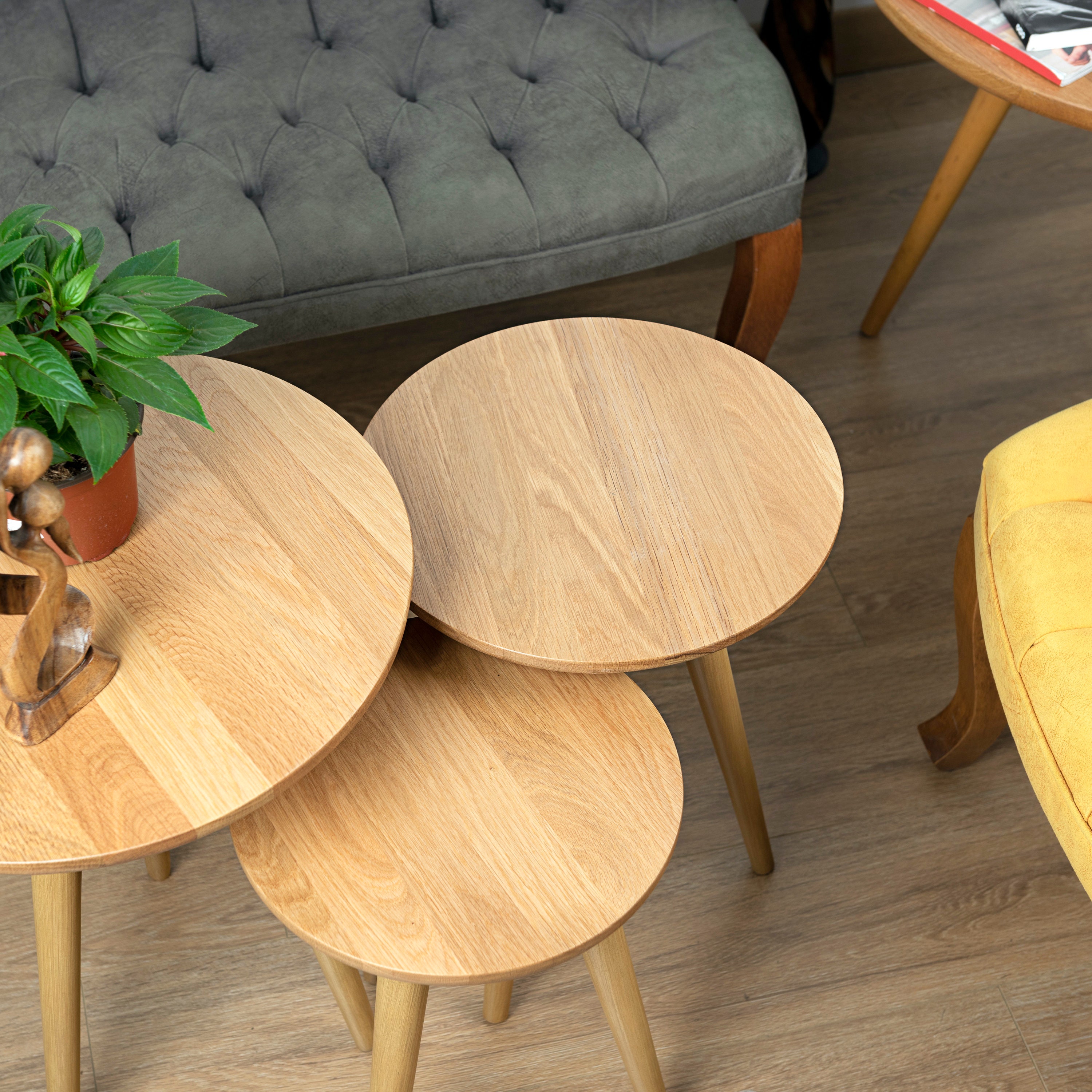 Round Handmade Oak Coffee Table Etsy