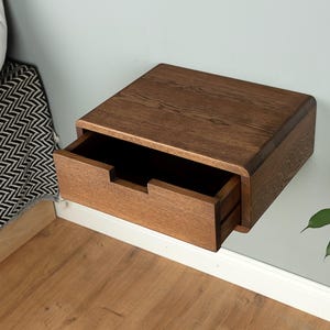 Floating Nightstand With Drawer in Solid Oak – Modern Wall Hung Bedside ...