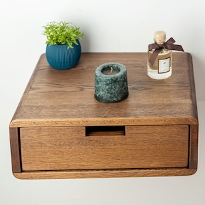 Floating Nightstand Solid Oak – Modern Wall Mounted Bedside Table with Storage Drawer