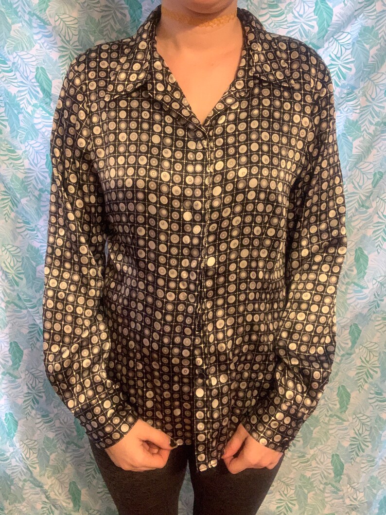 Rafaella black and grey poly button up