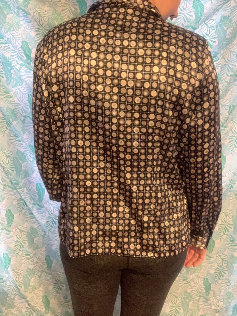 Rafaella black and grey poly button up
