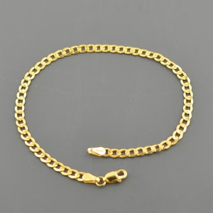 10K GEELGOUD ARMBAND | 3,5 mm breed | Curblink 7,5 inch | Karabijnsluiting | Gratis verzending binnen 1 dag | Inclusief geschenkdoos