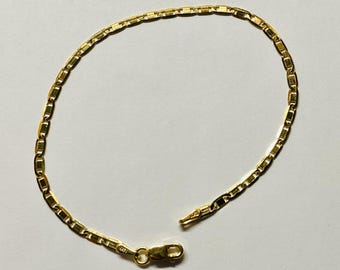 PULSERA DE ORO AMARILLO DE 14 QUILATES / 2,4 mm de ancho / Eslabón Valentino macizo de 18 cm / Cierre de mosquetón / Envío gratuito en 1 día / Caja de regalo incluida
