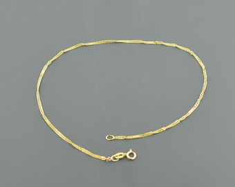 10K YELLOW GOLD | 7.5 inches | Twisted Singapore Bracelet w/ Plaque Stations | Spring Ring Clasp | Free Domestic Shipping  | Gift Box