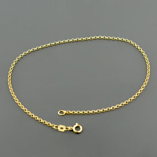 10K YELLOW GOLD ANKLET 2.1MM Wide Fancy Figaro Link 9 Inch Etsy