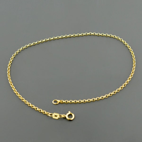 14K YELLOW GOLD BRACELET | 1.9MM Wide | Round Rolo Link 7 inch Bracelet | Spring Ring Clasp | Free Shipping 1-Day | Gift Box Included