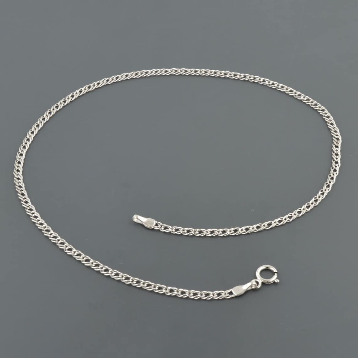 14K WHITE GOLD ANKLET 2.0MM Wide Double Curb Link 10 Inch Etsy