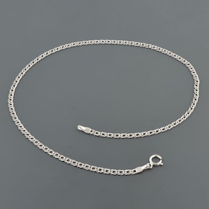 14K WHITE GOLD ANKLET | 2.0MM Wide | Double Curb Link 10 inch | Spring Ring Clasp | Free Domestic Shipping  | Gift Box Included