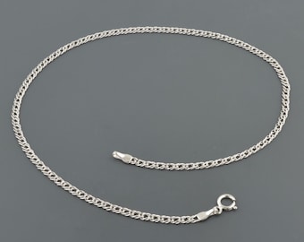 BRACELET EN OR BLANC 14K | 2,0 mm de large | Double bordure de trottoir 7,5 pouces | Fermoir anneau à ressort | Livraison nationale gratuite | Boîte cadeau incluse