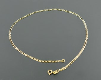 10K YELLOW GOLD ANKLET | 10inch | 2.0mm Wide Flat Mariner Link  | Spring Ring Clasp | Free Domestic Shipping  | Gift Box
