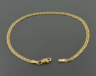 18K YELLOW GOLD | 2.4MM Wide | Mariner Link 7.5 inch BRACELET | Real Gold | Lobster Clasp | Free Shipping 1 Day | Gift Box Included