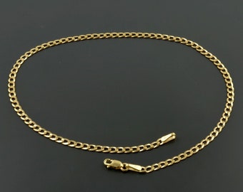 TOBILLERA DE ORO AMARILLO DE 10 QUILATES / 2,5 mm de ancho / Eslabón de cadena maciza de 10 pulgadas / Cierre de langosta / Envío nacional gratuito / Caja de regalo incluida