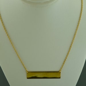 Colar de barra gravável em ouro amarelo 14k sobre prata esterlina com fecho lagosta | 18&quot; polegadas | Frete doméstico grátis | Caixa de presente incluída
