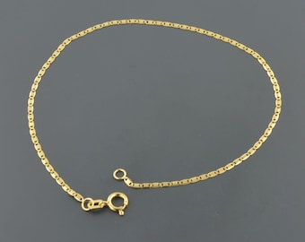 10K YELLOW GOLD | 1.25MM Wide | Flat Mariner (Valentino) Link 7.5 inch BRACELET | Spring Ring Clasp | Free Shipping 1Day | Gift Box Included