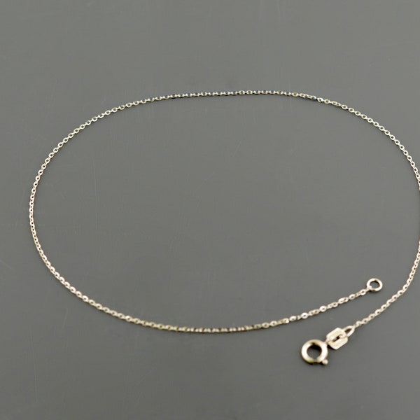 10K WHITE GOLD ANKLET | 10inch | .95mm Wide D/C Cable Link Anklet| Spring Ring Clasp | Free Domestic Shipping  | Gift Box