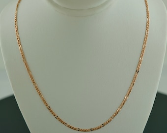 14K Rose Gold | 18"--24" Inch | 2.1mm | FANCY FIGARO LINK Pendant Necklace | Free Domestic Shipping | Gift Box Included