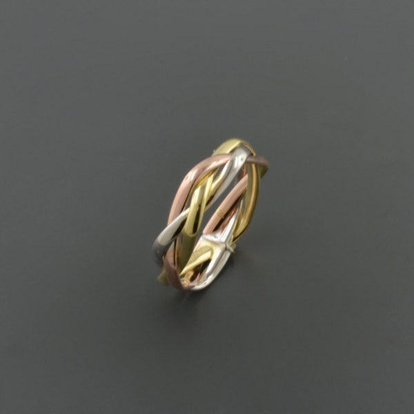 14K Tri-Color Gold Braided High Polished Ring Sizes 6-9 available  | Free Domestic Shipping  | Gift Box Included