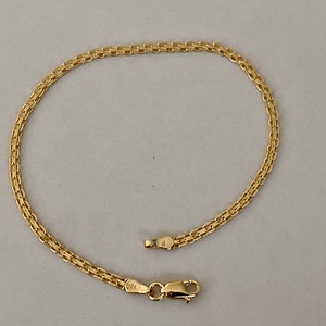 10K YELLOW GOLD BRACELET | 2.1MM Wide | 2 Row Bismark Link 7.5 inch | Lobster Claw Clasp | Free Shipping 1-Day | Gift Box Included