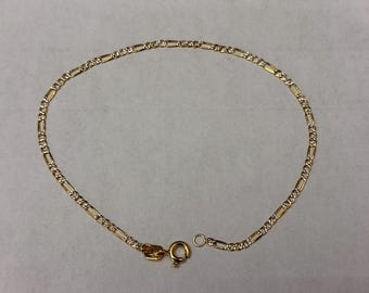 14K Two Toned 1.85MM Pave Figaro Link 7.5" inch Bracelet  | Free Domestic Shipping 1Day | Gift Box Included