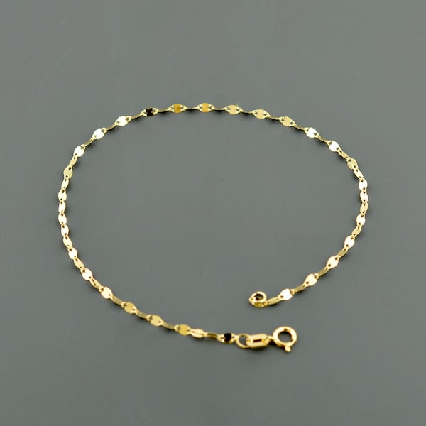 10K YELLOW GOLD | 1.9MM Wide | Polished Marine Link 7.5 inch BRACELET | Spring Ring Clasp | Free Domestic Shipping | Gift Box Included