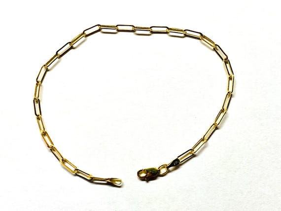 14K YELLOW GOLD Paper Clip 7.5 Inch Bracelet | 2.5MM Wide | Lobster Clasp | Free Domestic Shipping 1Day | Gift Box Included
