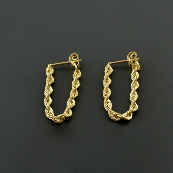 Orecchini in oro giallo 18k 750/1000 a catena finitura lucida e martellata