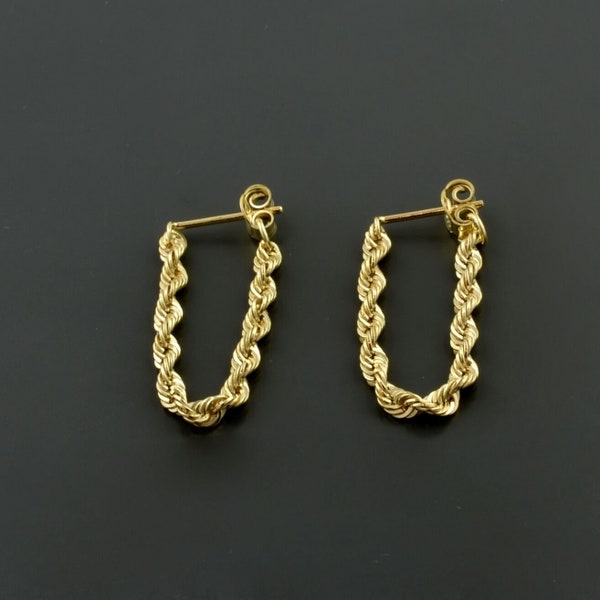 10K GEEL GOUD | 2,5 mm touwketting Stud Dangle OORBELLEN | Push-back sluiting | 1-dag | Geschenkdoos inbegrepen Actief