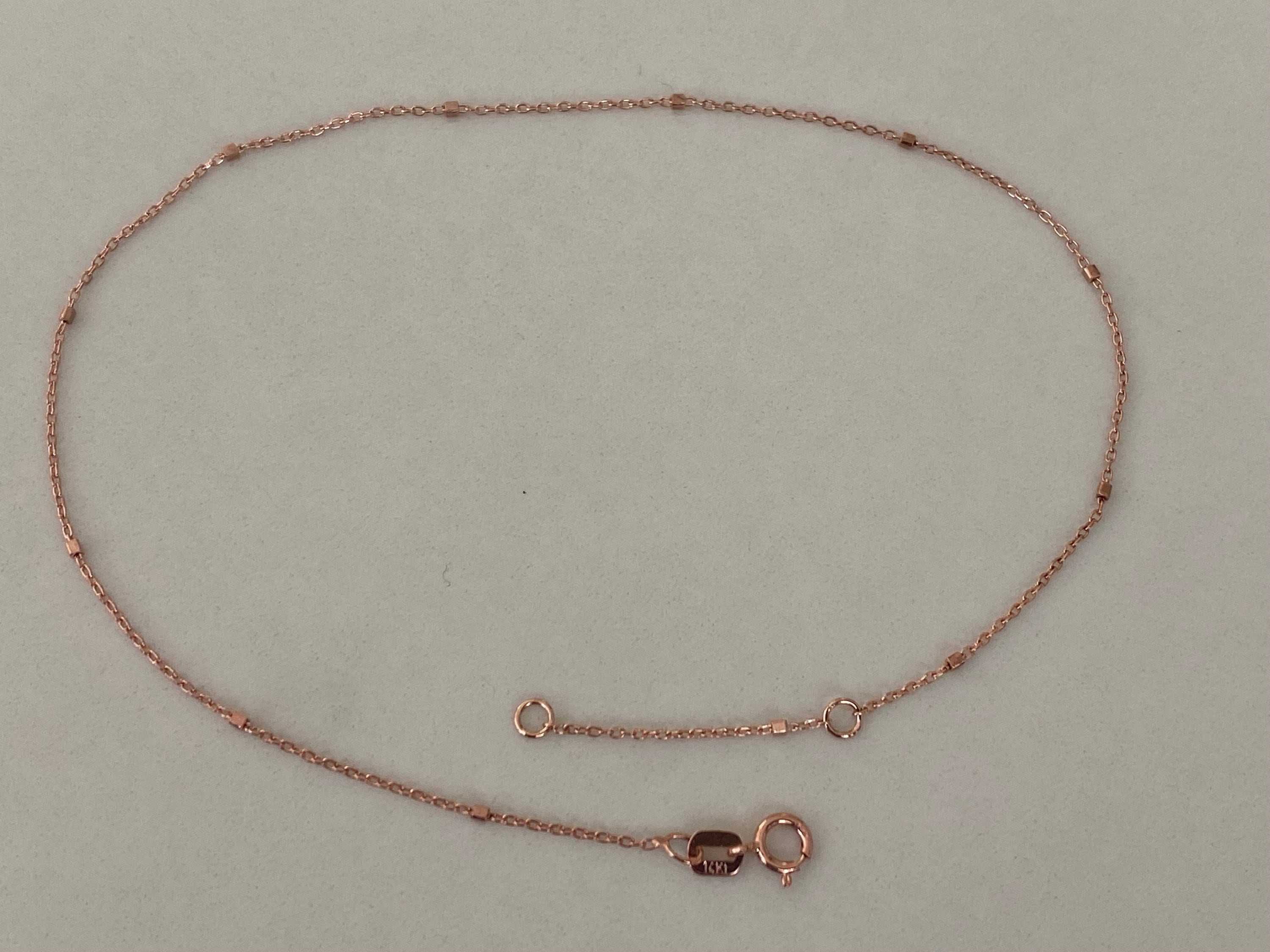 14K ROSE GOLD ANKLET Wide Cable Link W/box Stations 10