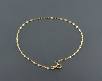 10K YELLOW GOLD ANKLET | 1.9MM Wide | Polished Marine Link 9 inch Anklet | Spring Ring Clasp | Free Shipping 1-Day | Gift Box Included