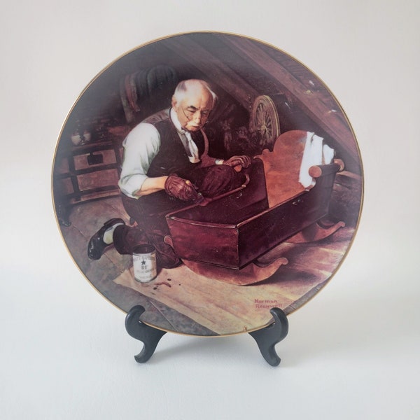 Norman Rockwell Grandpa's Gift Collectors Plate 8.5",  Edwin M. Knowles China Company, Fine China Made in the USA