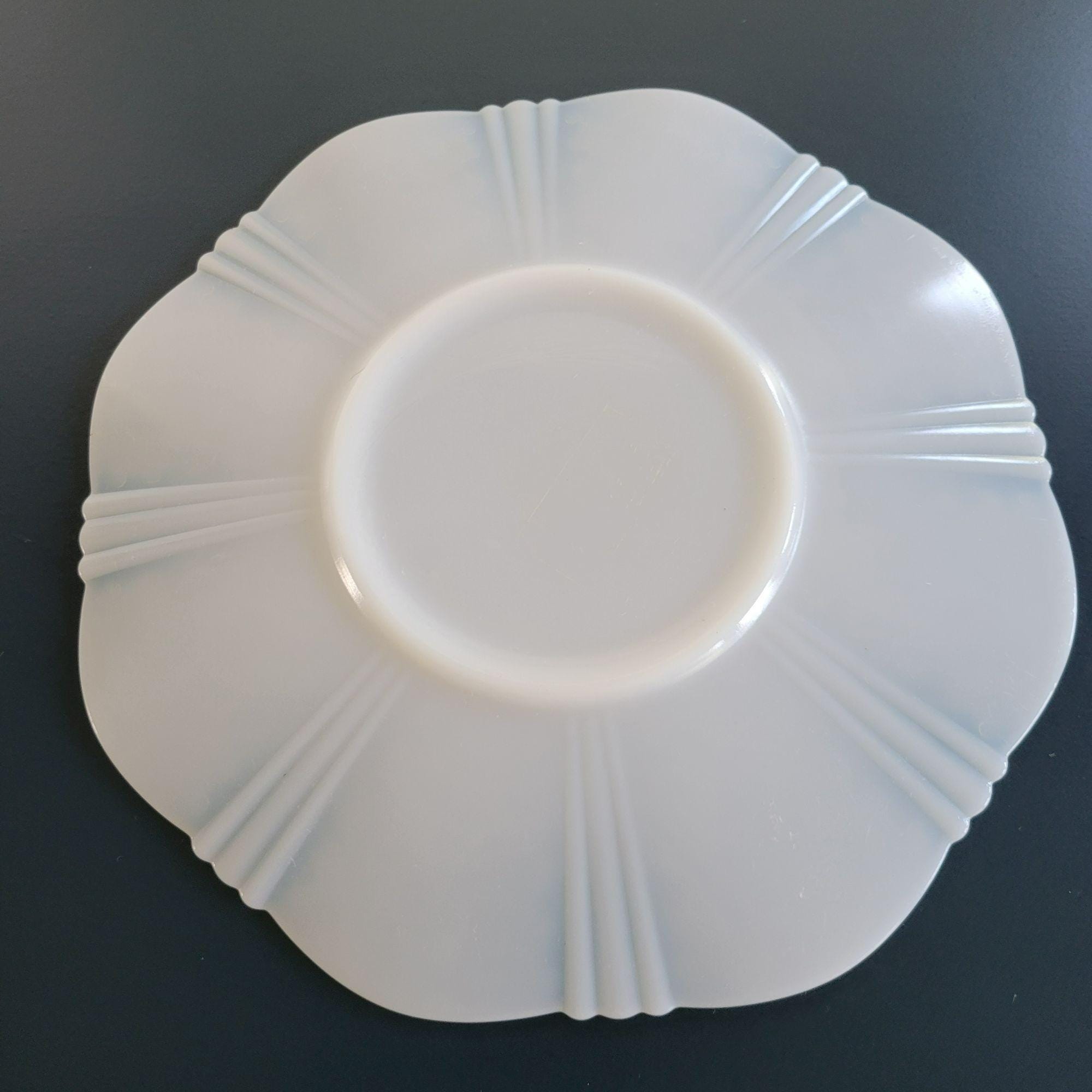 Vintage Macbeth-evans White Opalescent Depression Glass Chop Plate
