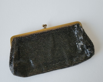 Vintage Black Mesh Evening Bag/Clutch, Made in West Germany, Cocktail Purse Perfect for Evening Out, Holiday / New Years Party Clutch