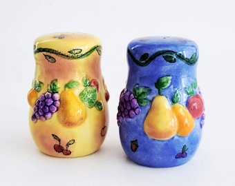 Sango Sangria Salt & Pepper Shaker, Designed by Sue Zipkin, Colorful 3D Textured Fruit Pattern