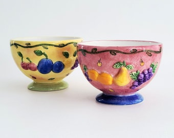 Sango Sangria Ice Cream Bowl Set of 2, Designed by Sue Zipkin, Colorful 3D Textured Fruit