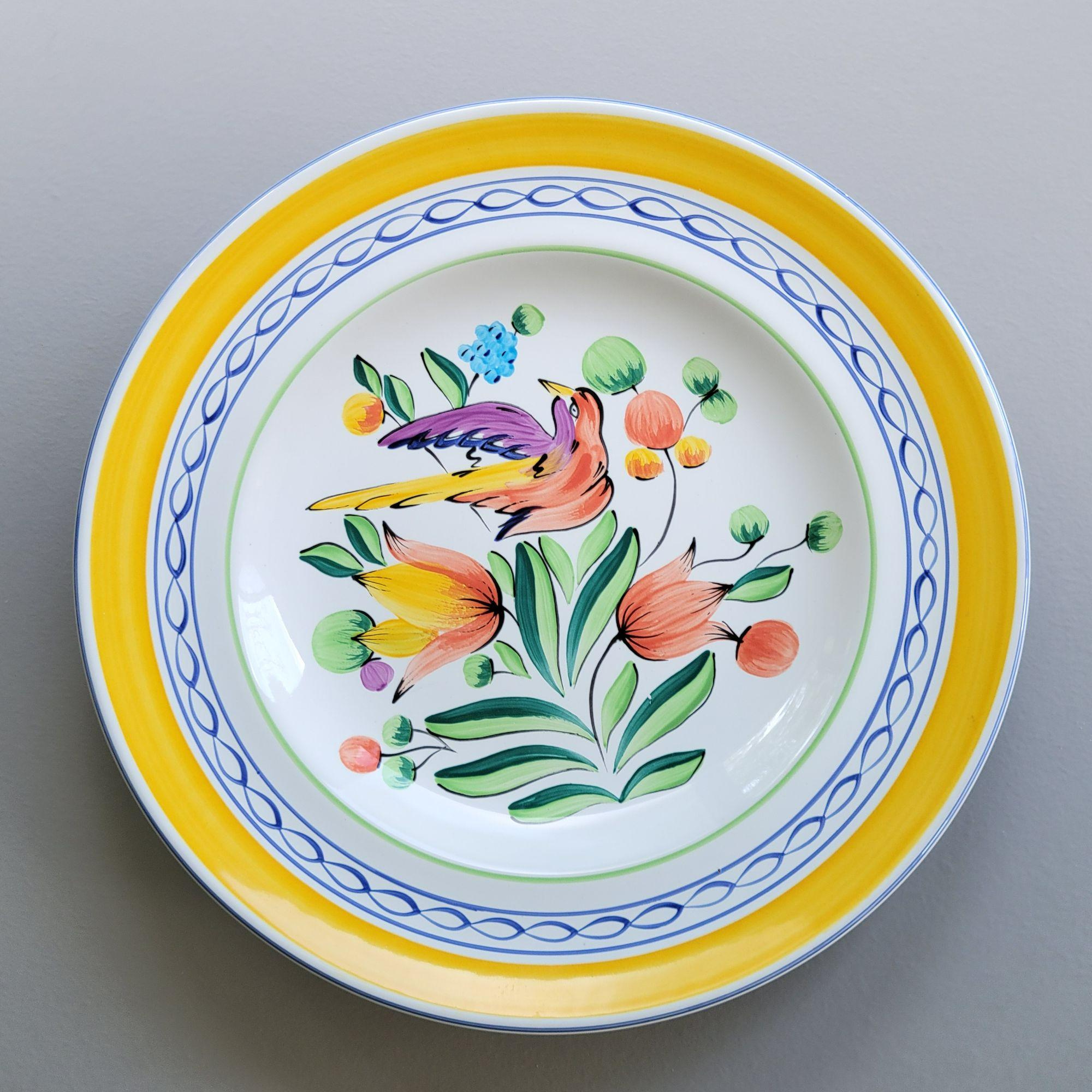 Vintage Herend Village Pottery Morning Song Dinner Plate, Hand