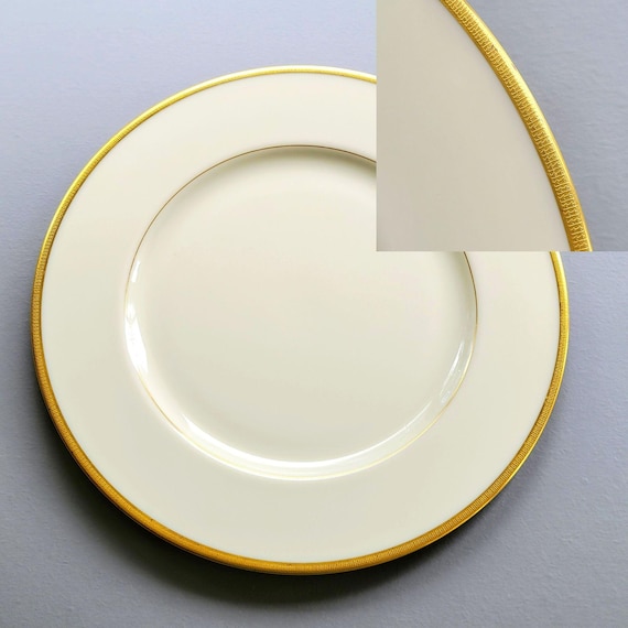 Vintage Lenox Tuxedo Dinner Plate, Cream With Gold Encrusted Edge