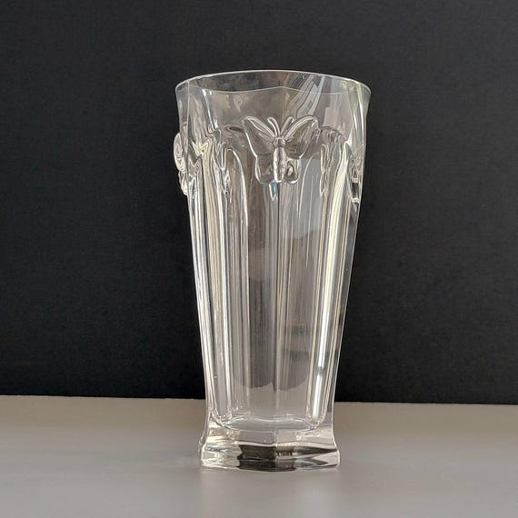 Lenox Butterfly Meadow Glass Tumbler Highball Glass, 3D Butterfly Design,  Holds 12fl oz. Vintage Discontinued Drinkware, Pretty Hostess Gift