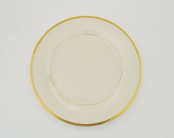 Lenox Eternal Dinner Plate, Cream Base, Wide Gold Edge & Inner Gold Band, Dimensions Collections, USA Made, Elegant Replacement Bone China