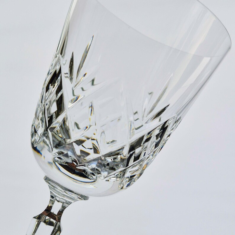 Vintage Schott-Zwiesel "Classic Clear" Crystal Wine Glass Set of 2, Cut Criss Cross & Fan, 6fl. oz., Germany c.1983-93 Bild 3