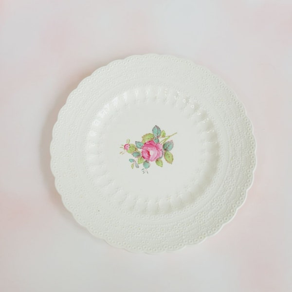 Copeland Spode Jewel Bread / Dessert Plate, Made in England, Vintage Billingsley Rose, Floral Wedding Lace Plate, Elegant Wedding Dishes