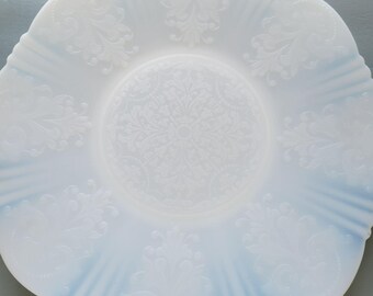 Vintage Macbeth-evans White Opalescent Depression Glass Chop Plate