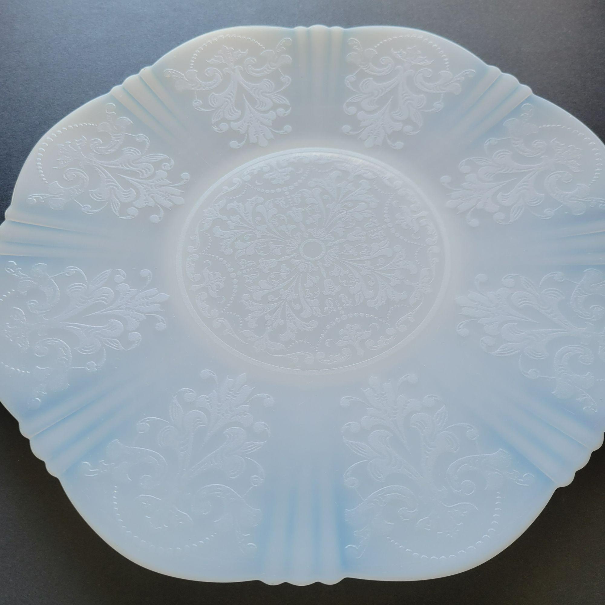Vintage Macbeth-evans White Opalescent Depression Glass Chop Plate