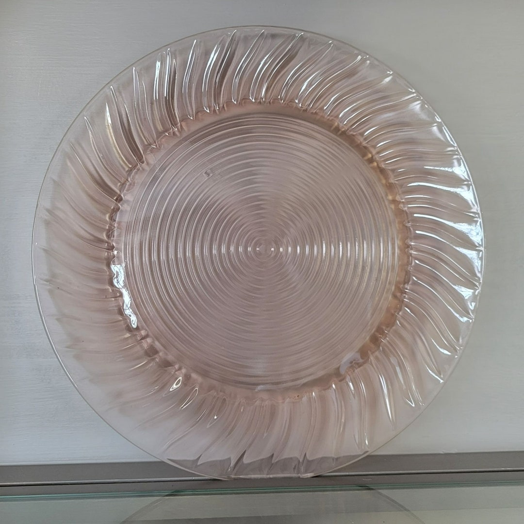 Vintage Pink Depression Glass Round Serving Platter Etsy