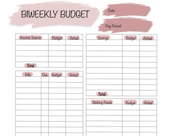 Pink Printable And Digital Biweekly Budget Planner Cash Envelopes Expenses