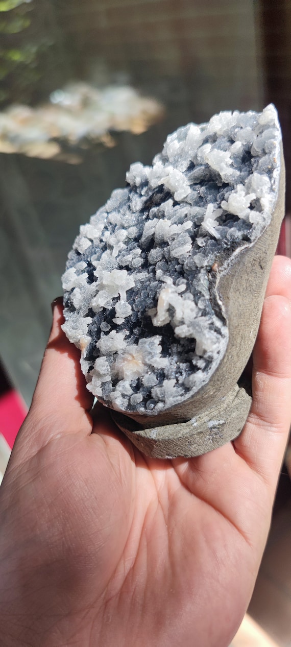 Black Chalcedony With Stilbite Crystals - Standing - Etsy