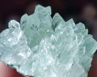 Greenish apophyllite tips on matrix